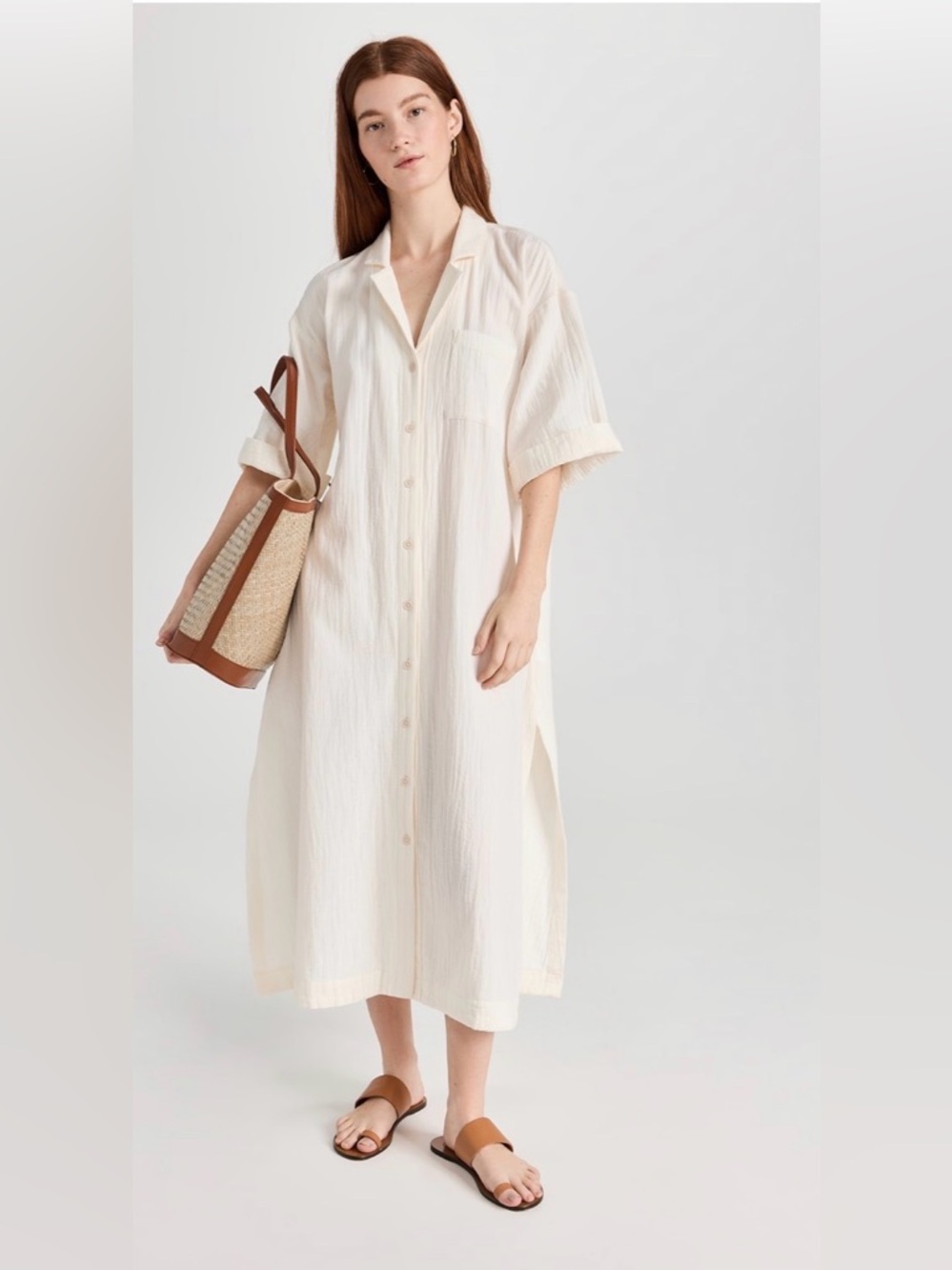 NWT: Madewell Light Spun Cover up Maxi Shirt Dress - Picture 5 of 7